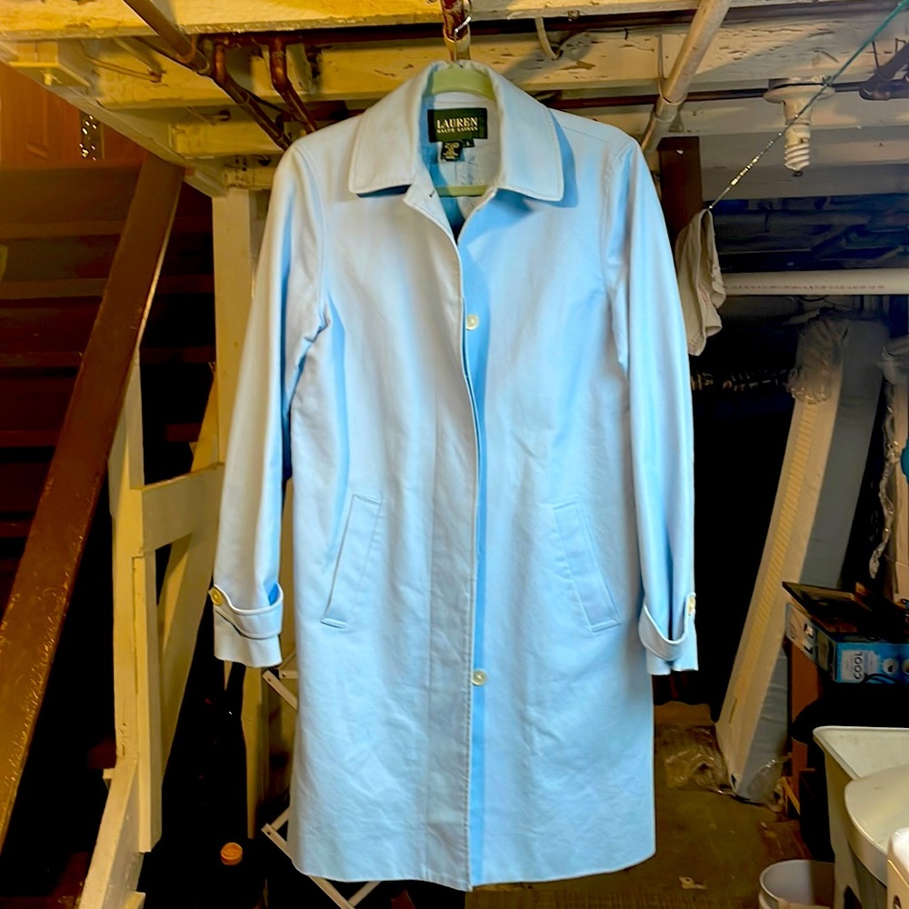 🧥Buttery soft, baby blue Ralph Lauren trench coat